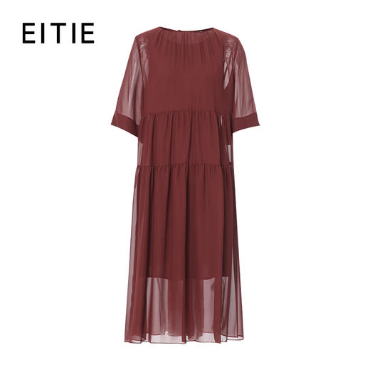 EITIE爱特爱宽松压褶拼接直筒显瘦连衣裙2025夏季新款8207952 商品图11