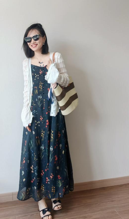 品牌花色花园天丝吊带裙显瘦小A字连衣裙 商品图8