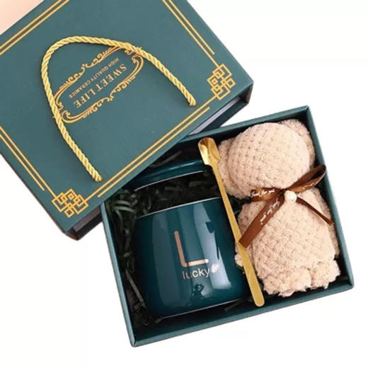 工厂直发陶瓷马克杯礼盒装小熊毛巾杯陶瓷杯婚礼伴手礼活动礼品 商品图4