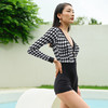 sisia2024新款泳衣女仙女范长袖防晒显瘦千鸟格绝美温泉连体泳衣SWS24-09A 商品缩略图4