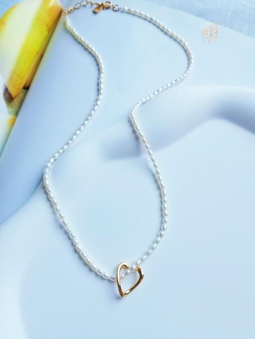 天然米珍珠爱心项链 商品图3