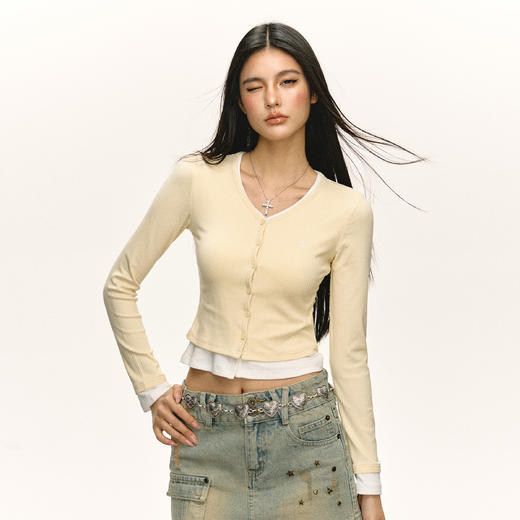 Ariseism 美式复古针织衫女2025春季新款内搭打底修身上衣 商品图2
