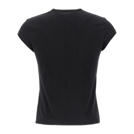 DIESEL 2025春夏新品 女士镂空大LOGO修身短袖T恤 黑色 A062680AFAA9XXA 商品图1