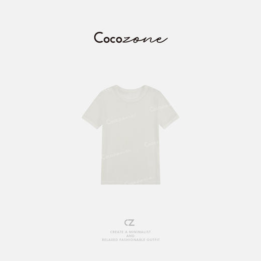 COCO ZONE 刘一一【羊毛醋酯混纺】镂空薄款短袖圆领T恤CD1A0103 商品图3
