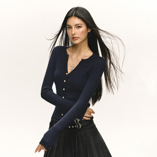 Ariseism 美式复古针织衫女2025春季新款内搭打底修身上衣 商品图1