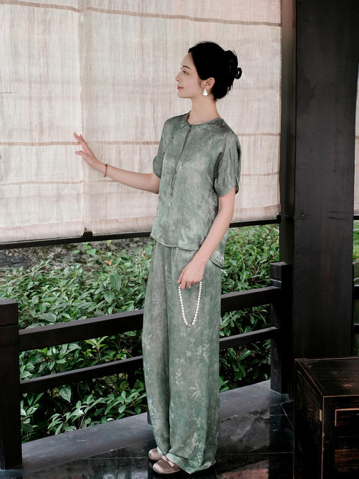 盛唐婧| 新中式真丝炒色直筒裤 商品图3