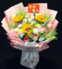【高考加油】新鲜鲜花 高考花束葵梦粉途 （向日葵3枝+艾莎玫瑰9枝+配花）可备注送货时间 商品缩略图2