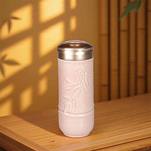 【超值体验】富贵金竹随身杯 双层330ml 杯盖可刻字 商品图1