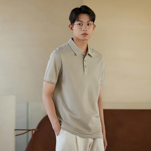 GXG男装夏季时尚简约男士纽扣款翻领短袖Polo衫K&C 商品图4
