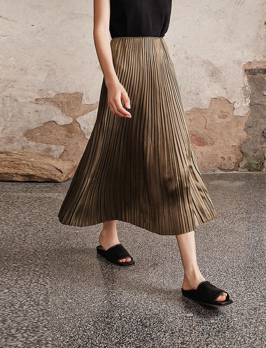 原单版本三宅A字大裙摆纯色百褶裙060404 商品图0