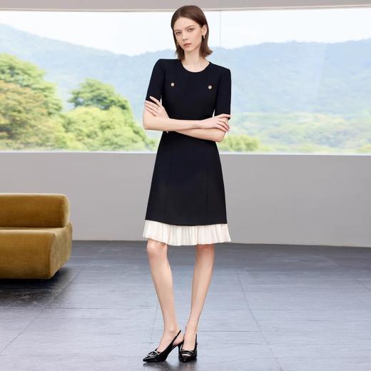 IWY/黑色小香风连衣裙女夏季新款高级感职业装气质女神范短袖正装Q1387 商品图2