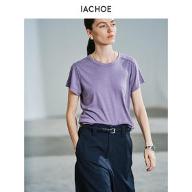棉仓3631501019-IACHOE天丝亚麻两色T恤