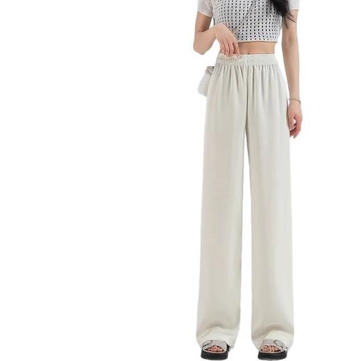 夏季薄款仿醋酸缎面高腰垂感阔腿裤 清凉防晒防蚊休闲直筒裤 商品图4