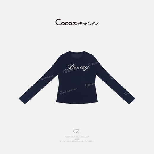 COCO ZONE 刘一一 25春季新款时尚字母圆领轻薄长袖T恤ACD1A0459 商品图0