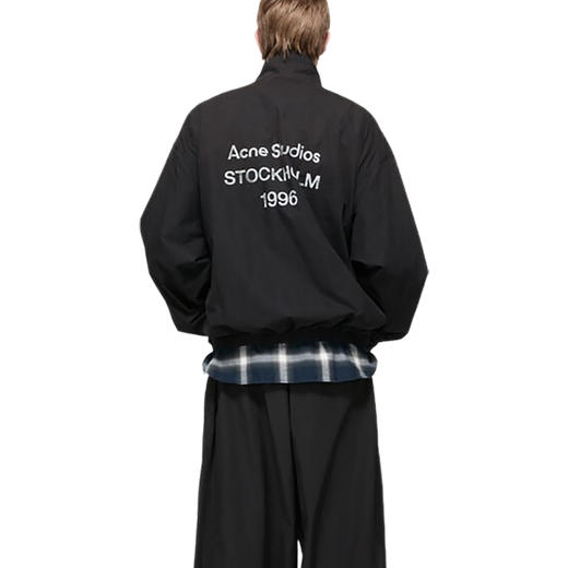 Acne Studios 2025春夏新品 男女同款1996系列徽标印花拉链做旧夹克外套 黑色 B90791 商品图3