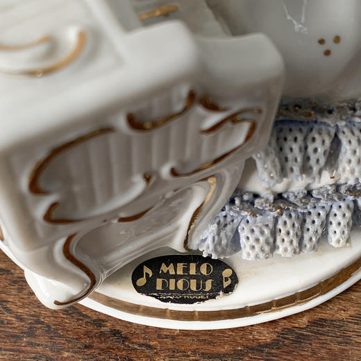 日本昭和时期KATO KOGEI蕾丝瓷偶音乐盒 商品图4