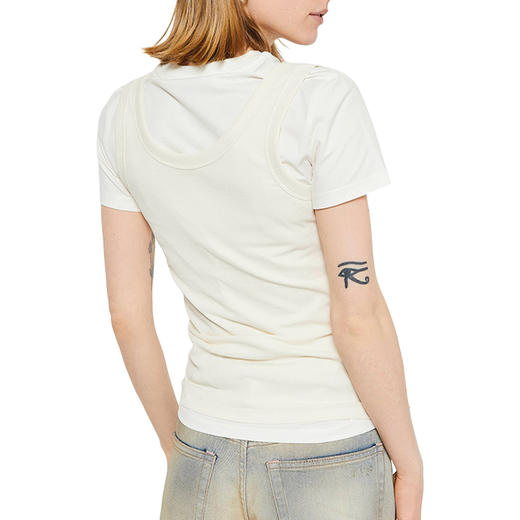 Acne Studios 2025春夏新品 女士徽标印花假两件短袖T恤 白色 AL0436 商品图2