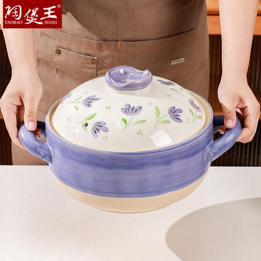 【手绘手捏痕砂锅】陶煲王耐高温陶瓷煲汤锅家用瓦煲炖汤沙锅煲釉下彩堆彩 商品图2