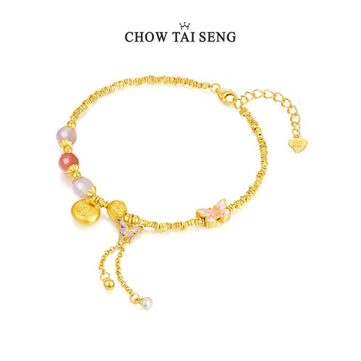 周大生莲华净·应福碎银子手链纯银S925女款珍珠玛瑙国风生日礼物 商品图1