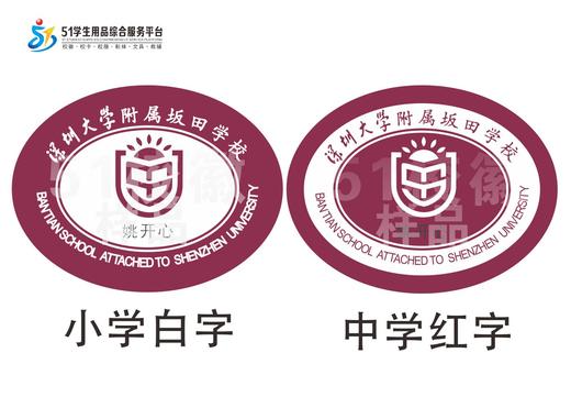 定制深圳大学附属坂田学校熨烫校徽礼服布标姓名贴胸章缝制包邮51 商品图0