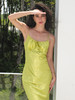 TR她热 极光琉璃 黄绿色缎面提花系带显瘦复古露背吊带连衣裙 商品缩略图3