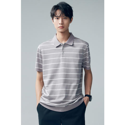 棉仓353802025-条纹起脚细珠一片领POLO 商品图1