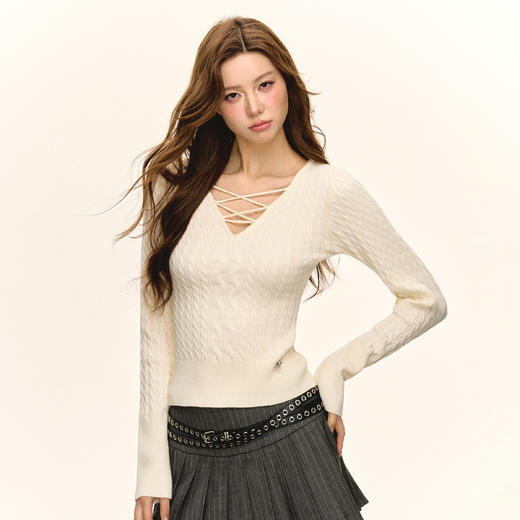 Ariseism 美式复古针织衫女2025春季新款内搭打底修身上衣 商品图1