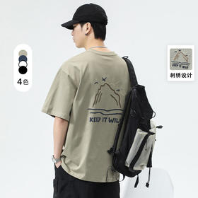 红览 男装夏季新款街头潮流印花圆领T恤男短袖5ZF-XZ6220