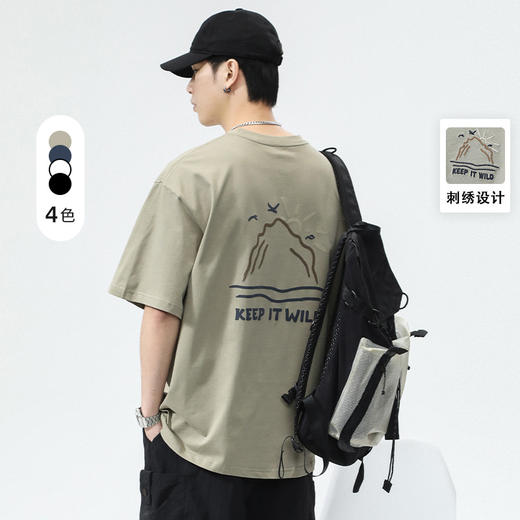红览 男装夏季新款街头潮流印花圆领T恤男短袖5ZF-XZ6220 商品图0