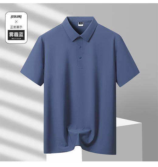 红览 夏季新款无痕纯色高端短袖速干透气冰丝T恤男士商务Polo衫5ZF-12357 商品图8