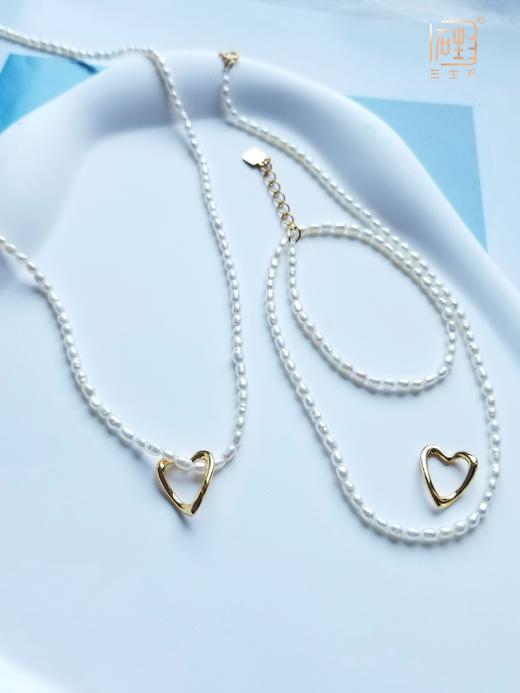 天然米珍珠爱心项链 商品图6