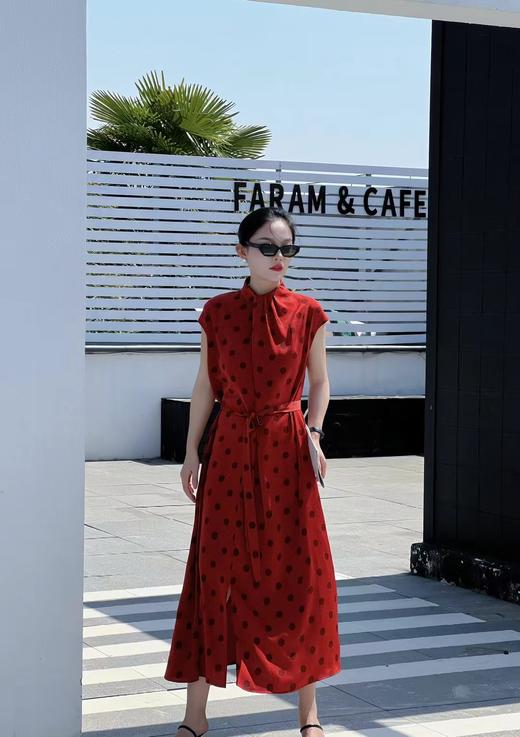 SZ2S90_胭脂色_立连衣裙_春夏_领堆领无袖系带收腰开叉长款_高级女装_BERNIEELEN 伯妮斯茵 商品图0