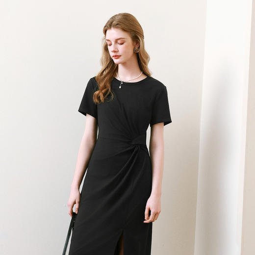 【商场同款】诗凡黎显瘦气质T恤裙2025夏新款黑色连衣裙3G5290211 商品图4