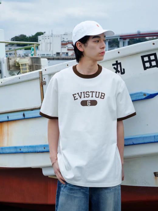 Evistub/E-5XDX624/海岛棉美式复古印花T恤男 商品图2