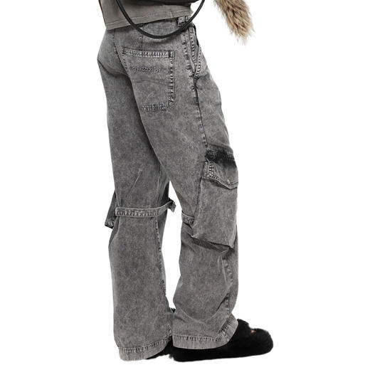 Acne Studios 2025春夏新品 女士复古做旧直筒工装牛仔裤 烟灰色 AK0866 商品图3