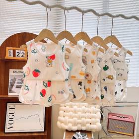 【福利放送👏🏻39.9/2套】儿童背心套装夏季薄款提花纯棉套装韩版卡通男童女童家外穿两件套聚