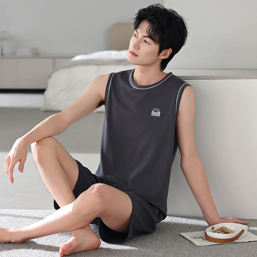 雀说 男士睡衣夏季莫代尔薄款无袖背心家居服 商品图1