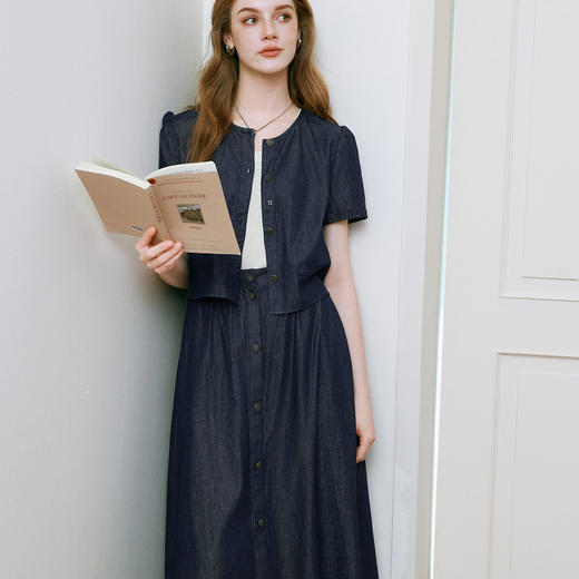 【商场同款】诗凡黎醋酸牛仔短外套25夏新款法式小上衣3G4210111 商品图3