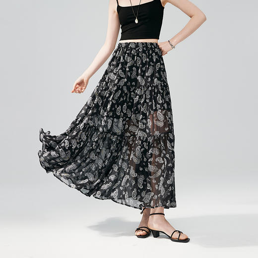 棉仓363617024-初棉佩兹利腰果纹花版半裙 商品图0