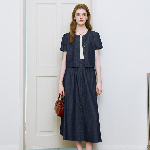 【商场同款】诗凡黎醋酸牛仔短外套25夏新款法式小上衣3G4210111 商品图1