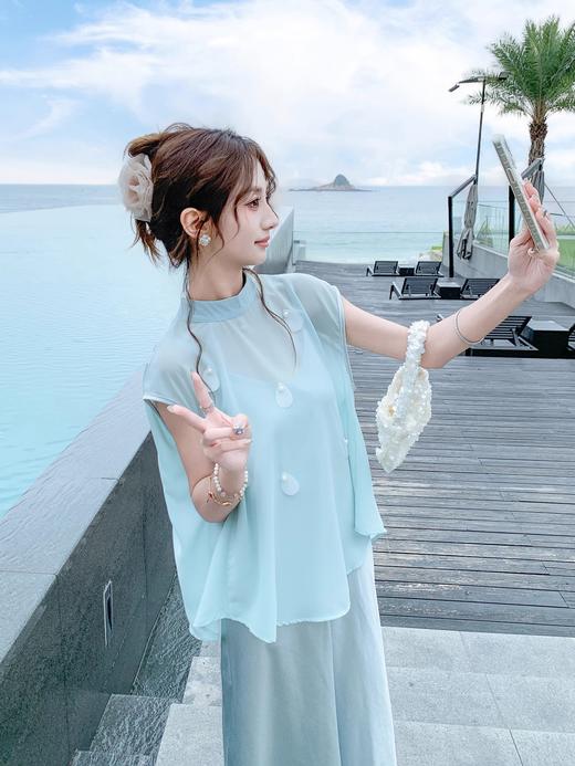 张心子【焦点女王】轻薄透气立体蝴蝶气质仙气两件套套装 U2505092 商品图3