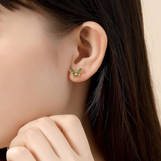 Winy925银绿蝶珐琅耳钉配证书送女友闺蜜节日礼物 商品图3