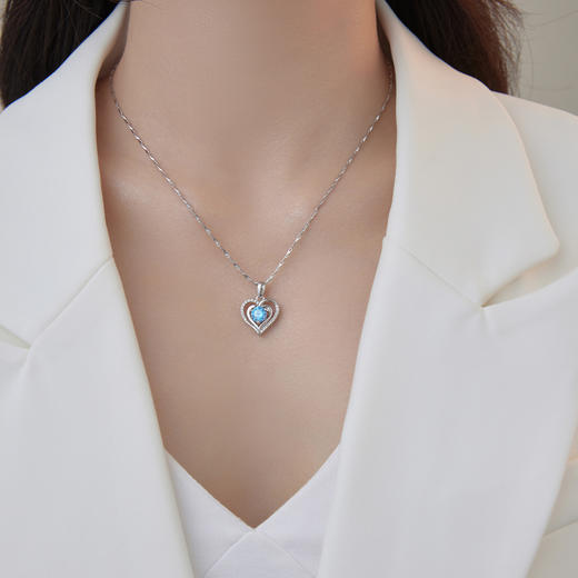 Winy999银心恋之蓝项链配证书送女友闺蜜节日礼物 商品图4