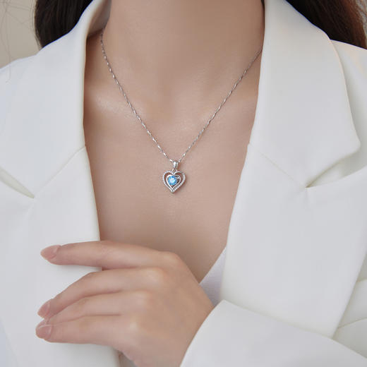 Winy999银心恋之蓝项链配证书送女友闺蜜节日礼物 商品图5