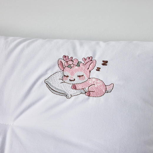 【线下同款】适合6岁以下娃娃  多喜爱 舒睡宝抗菌儿童枕芯（蓝鹅/粉鹿）【全棉抗菌】【A类标准】【抗菌呵护】【立高工艺】【萌趣刺绣】三维螺旋纤维蓬松性更好/FX 商品图4