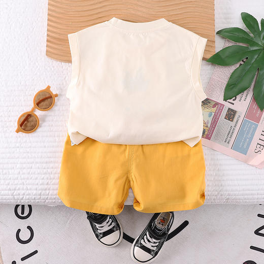 【萌趣卡通背心，清凉无袖！】男童夏装套装新款 儿童夏季薄款卡通背心 一岁宝宝夏天无袖衣服-QQ 商品图2