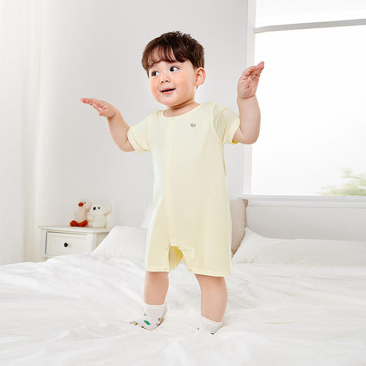 迷你巴拉新生婴儿爬服透气无痕不闷汗宝宝天丝莫代尔连体衣 商品图2