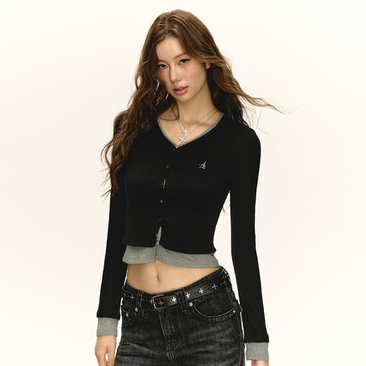 Ariseism 美式复古针织衫女2025春季新款内搭打底修身上衣 商品图3