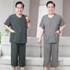 【夏季老年人棉绸睡衣】男士套装开衫薄款 中老年短袖爷爷家居服可外穿  商品缩略图2