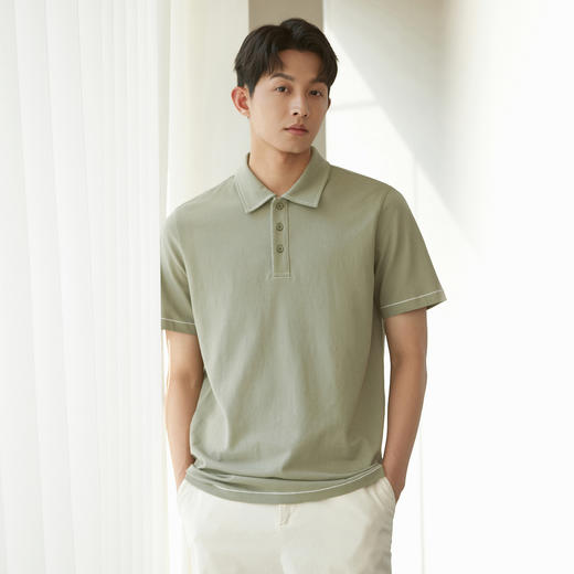 GXG男装夏季时尚简约男士纽扣款翻领短袖Polo衫K&C 商品图2
